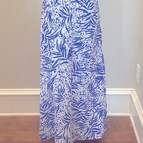 Sincerely Jules Blue White Print Razor Back Maxi Dress S NWT - Picture 3 of 6
